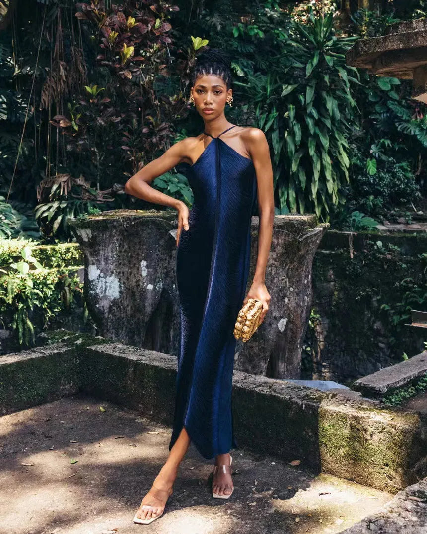 Women's Asymmetrical Dress Black Lightweight Fabric