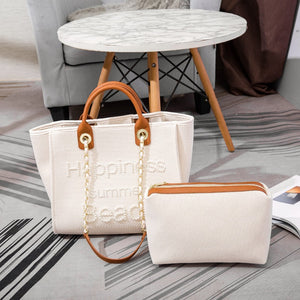 Women's Bag Small Fragrant Wind Zhen Handmade Bead Embroidery Canvas Bag Large Capacity Bag Single Shoulder White Mother Bag Large Bag