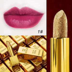 Glitter Lipstick Moisturizing Makeup Velvet Matte Gold Lipstick Waterproof Lipstains Sexy Shiny Red Cosmetics Pigment Nude Rouge