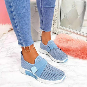 Women Sneakers New Bling Rhinestone Ladies Shoes Slip On Comfortable Sole Running Walking Shoes Female Flat Sports Shoes