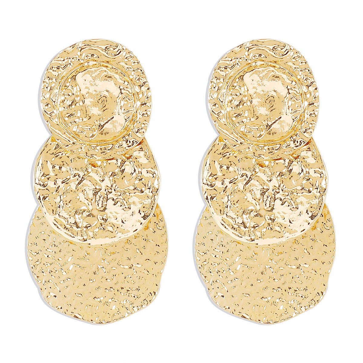 Minimalist Design Layered Earrings ZA Cool Style Earrings Geometric Round Tin Paper Surface Earrings