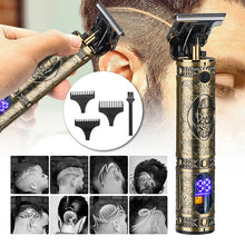 Load image into Gallery viewer, All Metal Hair Clipper Retro Oil Head Carving Scissors Machine Set USB Charging Electric Hair Clipper
