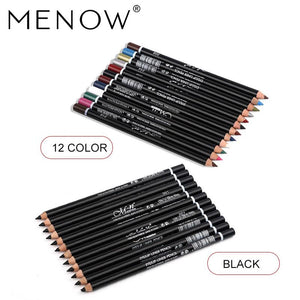 MENOW 12 Colors Eye Make Up Eyeliner Pencil Waterproof Eyebrow Beauty Pen Eye Liner Lip sticks Cosmetics  P08005