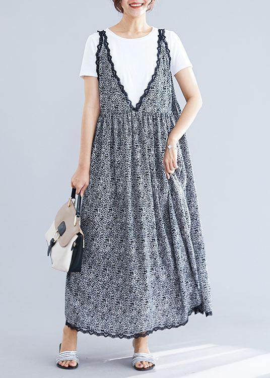 Women's Maxi Dress Black Floral Chiffon