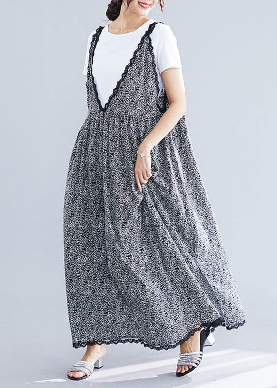 Women's Maxi Dress Black Floral Chiffon