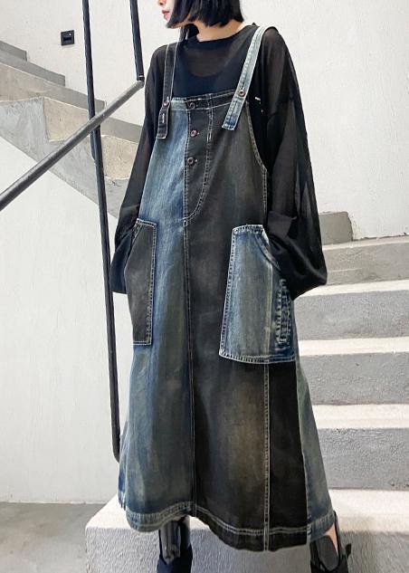 Women's Maxi Dress Black Denim Cotton
