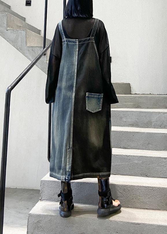 Women's Maxi Dress Black Denim Cotton