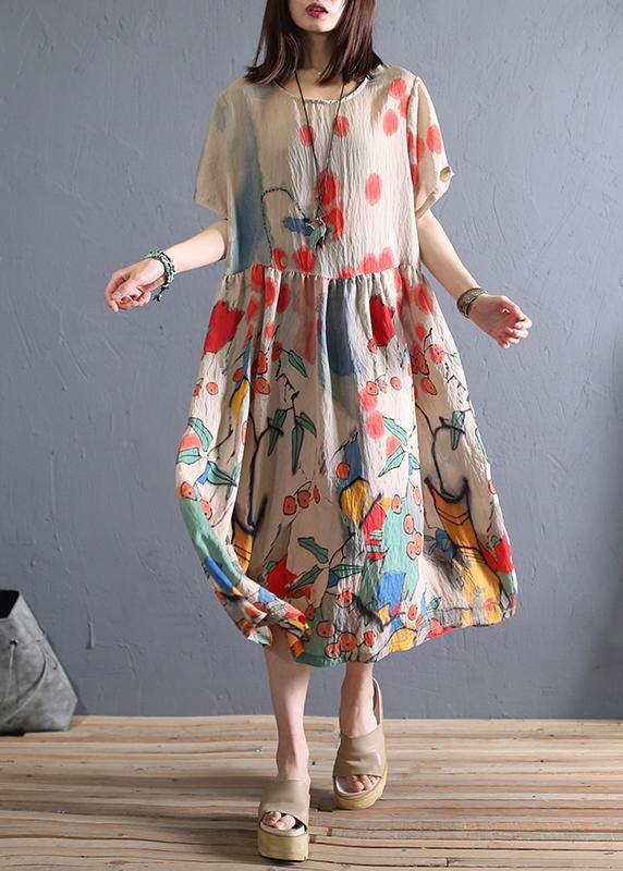 Women's Tunic Dress Khaki Cotton Breathable