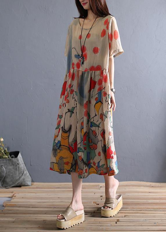 Women's Tunic Dress Khaki Cotton Breathable