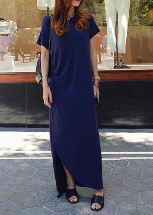 Women's Asymmetric Dress Black Cotton Summer Dress