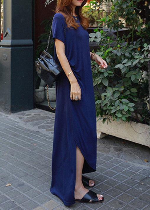 Women's Asymmetric Dress Black Cotton Summer Dress