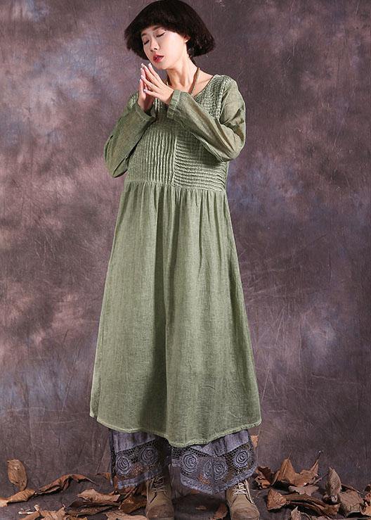 Women's Summer Dress Green Cotton Linen