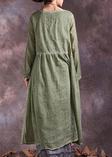Women's Summer Dress Green Cotton Linen