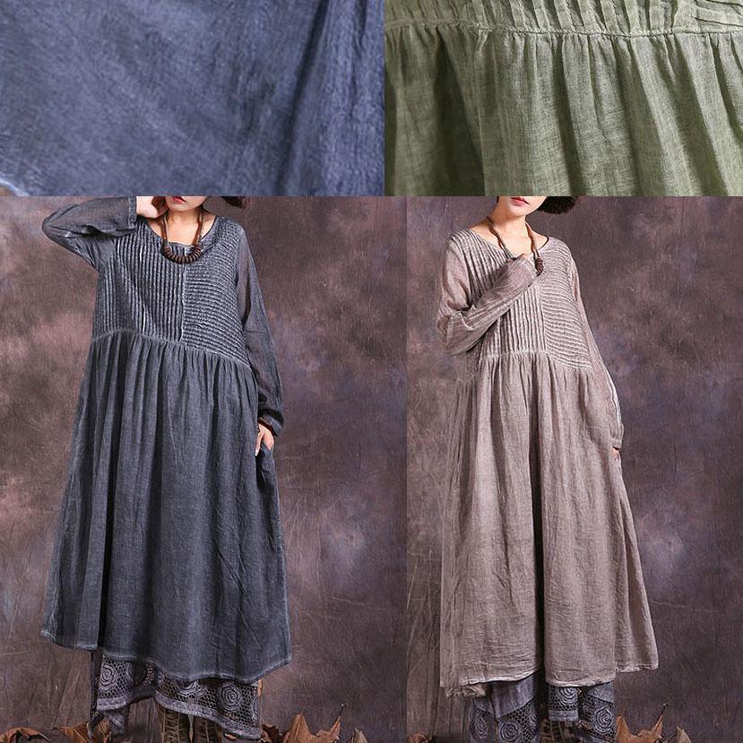 Women's Summer Dress Green Cotton Linen