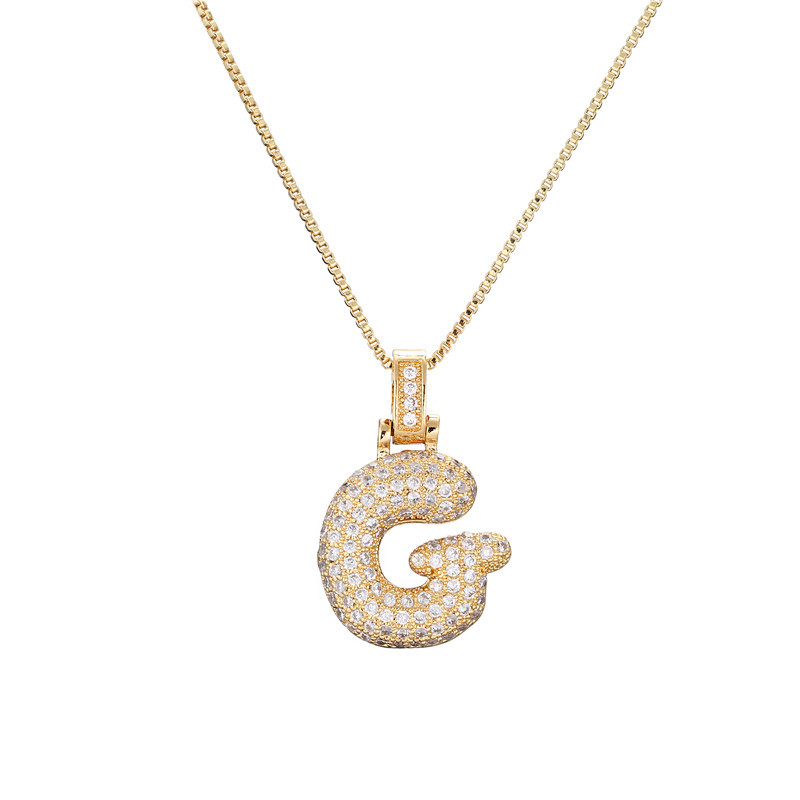 14k Gold-Plated Initial Necklace with Zircon Accents – Dazzling Bubble Letter Design