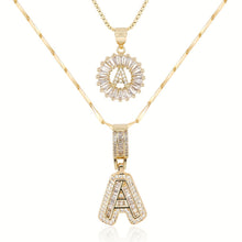 Load image into Gallery viewer, 14k Gold-Plated Layered Necklace Set with Diamond Initial Pendants – Elegant Jewelry for Personal Style
