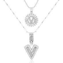 Load image into Gallery viewer, 14k Gold-Plated Layered Necklace Set with Diamond Initial Pendants – Elegant Jewelry for Personal Style
