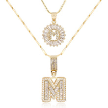 Load image into Gallery viewer, 14k Gold-Plated Layered Necklace Set with Diamond Initial Pendants – Elegant Jewelry for Personal Style
