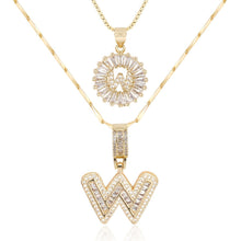 Load image into Gallery viewer, 14k Gold-Plated Layered Necklace Set with Diamond Initial Pendants – Elegant Jewelry for Personal Style
