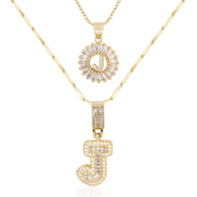 Load image into Gallery viewer, 14k Gold-Plated Layered Necklace Set with Diamond Initial Pendants – Elegant Jewelry for Personal Style
