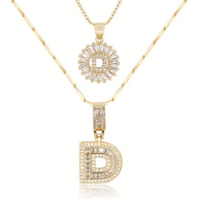Load image into Gallery viewer, 14k Gold-Plated Layered Necklace Set with Diamond Initial Pendants – Elegant Jewelry for Personal Style
