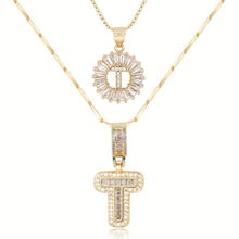 Load image into Gallery viewer, 14k Gold-Plated Layered Necklace Set with Diamond Initial Pendants – Elegant Jewelry for Personal Style
