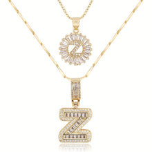 Load image into Gallery viewer, 14k Gold-Plated Layered Necklace Set with Diamond Initial Pendants – Elegant Jewelry for Personal Style

