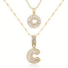Load image into Gallery viewer, 14k Gold-Plated Layered Necklace Set with Diamond Initial Pendants – Elegant Jewelry for Personal Style

