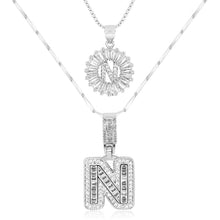 Load image into Gallery viewer, 14k Gold-Plated Layered Necklace Set with Diamond Initial Pendants – Elegant Jewelry for Personal Style
