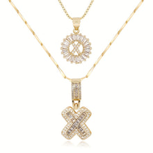 Load image into Gallery viewer, 14k Gold-Plated Layered Necklace Set with Diamond Initial Pendants – Elegant Jewelry for Personal Style
