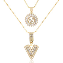 Load image into Gallery viewer, 14k Gold-Plated Layered Necklace Set with Diamond Initial Pendants – Elegant Jewelry for Personal Style
