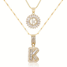 Load image into Gallery viewer, 14k Gold-Plated Layered Necklace Set with Diamond Initial Pendants – Elegant Jewelry for Personal Style
