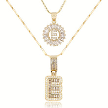 Load image into Gallery viewer, 14k Gold-Plated Layered Necklace Set with Diamond Initial Pendants – Elegant Jewelry for Personal Style
