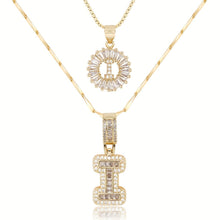 Load image into Gallery viewer, 14k Gold-Plated Layered Necklace Set with Diamond Initial Pendants – Elegant Jewelry for Personal Style
