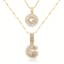 Load image into Gallery viewer, 14k Gold-Plated Layered Necklace Set with Diamond Initial Pendants – Elegant Jewelry for Personal Style
