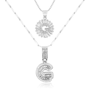 14k Gold-Plated Layered Necklace Set with Diamond Initial Pendants – Elegant Jewelry for Personal Style