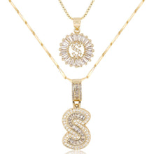 Load image into Gallery viewer, 14k Gold-Plated Layered Necklace Set with Diamond Initial Pendants – Elegant Jewelry for Personal Style
