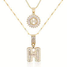 Load image into Gallery viewer, 14k Gold-Plated Layered Necklace Set with Diamond Initial Pendants – Elegant Jewelry for Personal Style

