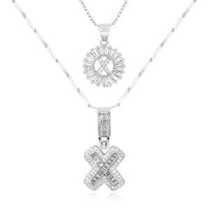 14k Gold-Plated Layered Necklace Set with Diamond Initial Pendants – Elegant Jewelry for Personal Style