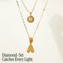 Load image into Gallery viewer, 14k Gold-Plated Layered Necklace Set with Diamond Initial Pendants – Elegant Jewelry for Personal Style
