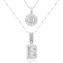 Load image into Gallery viewer, 14k Gold-Plated Layered Necklace Set with Diamond Initial Pendants – Elegant Jewelry for Personal Style
