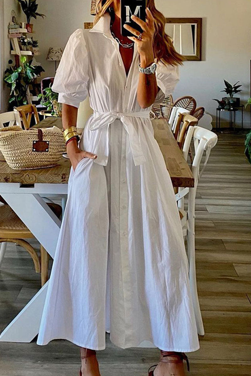 Women's Maxi Dress Blue Cotton Blend