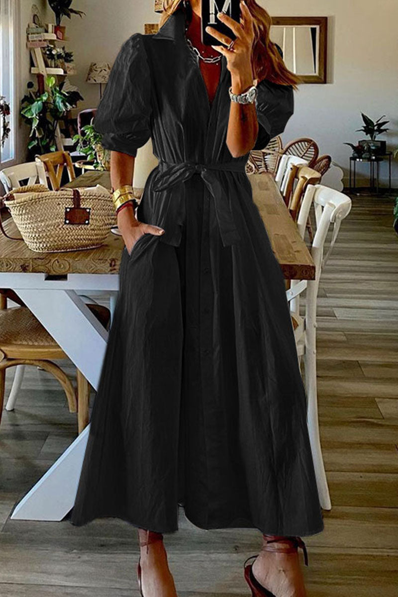 Women's Maxi Dress Blue Cotton Blend