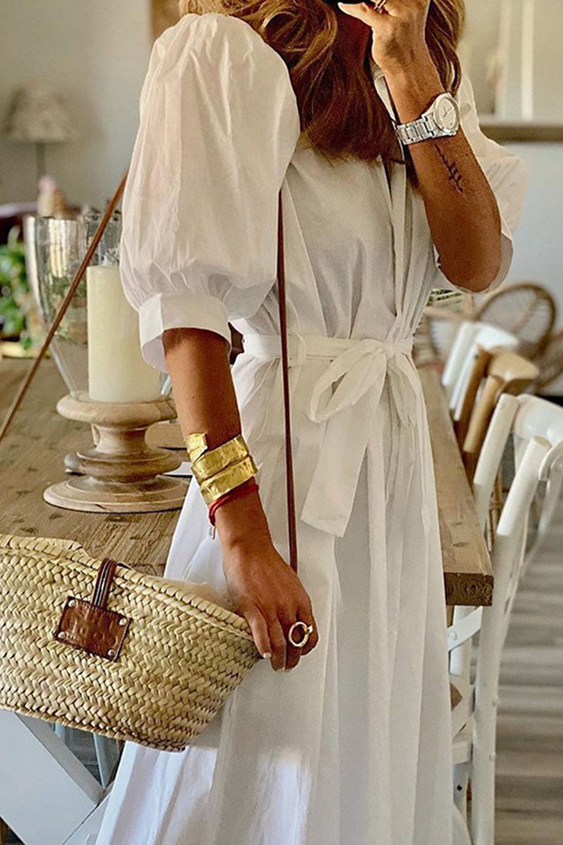 Women's Maxi Dress Blue Cotton Blend