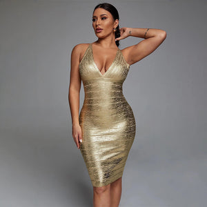 Summer Women's Fashion Hot Glue Pit Strip Bandage Dress