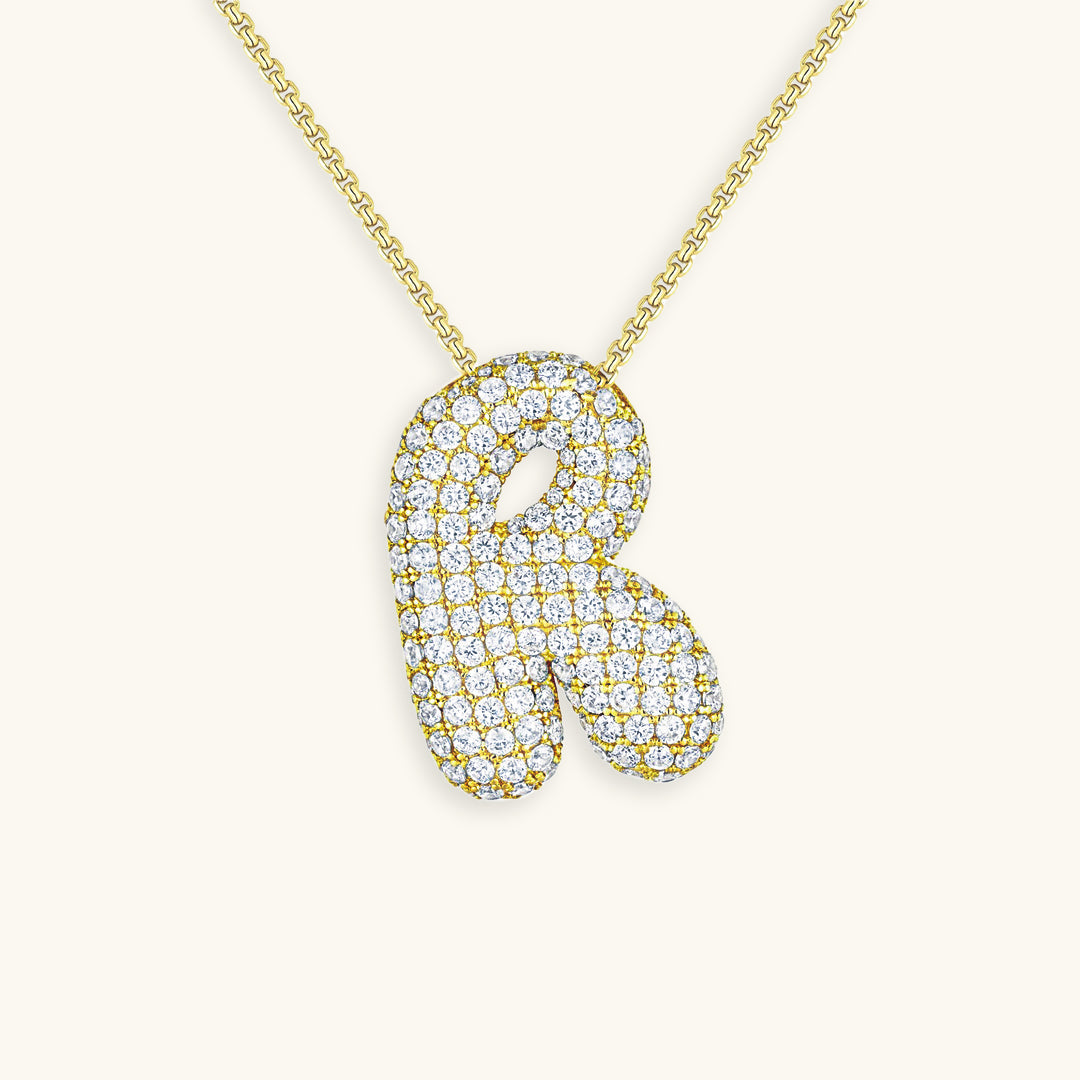 18k Gold Initial Diamond Necklace for Women – Personalized Customizable Pendant, Hypoallergenic and Waterproof