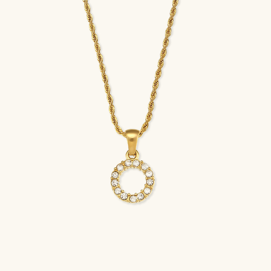 18k Gold Initial Necklace with Diamond Simulants – Waterproof and Hypoallergenic