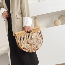 Load image into Gallery viewer, Elegant Female Weave Tote Bag Fashion New High quality Women's Designer Handbag Large Saddle bag Straw Beach Travel bag
