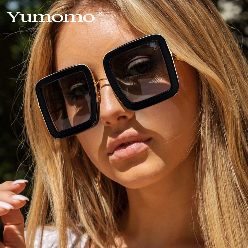 New Large Frame Sunglasses Trendy Fashion Street Shooting Polygonal Glasses