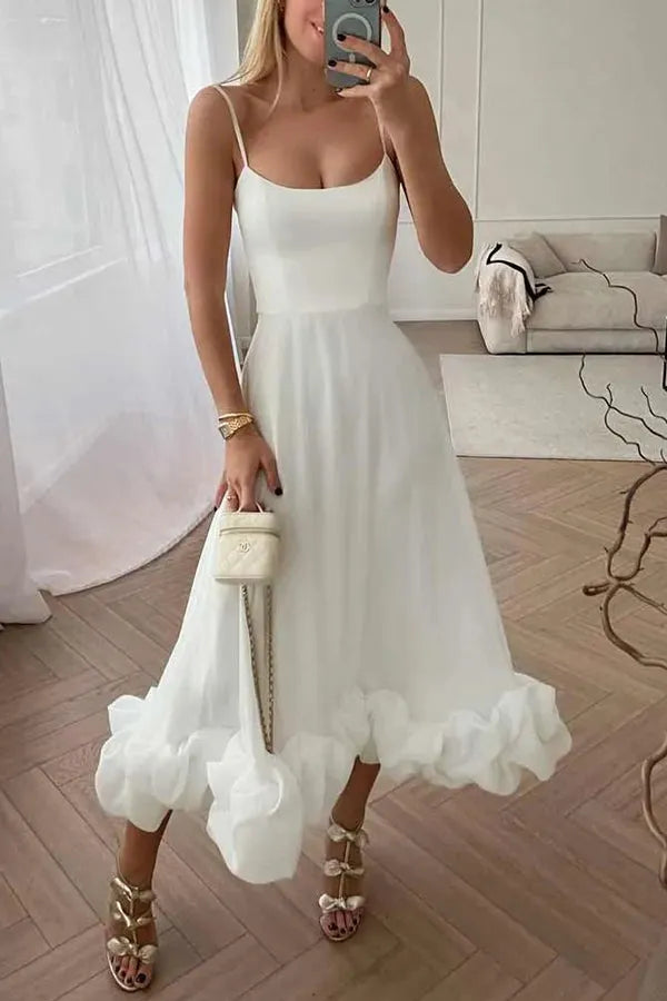 Women's Summer Dress White Lightweight Polyester